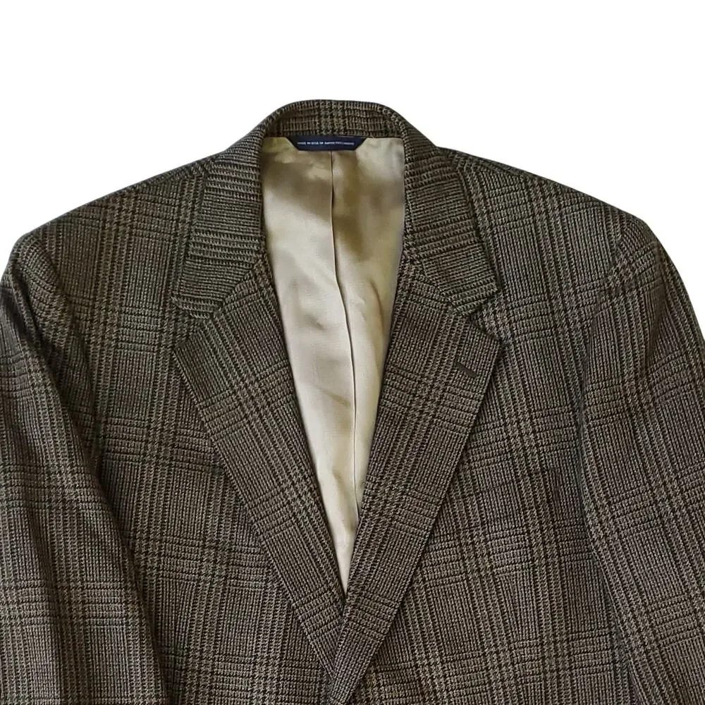 Brooks Brothers Prince of Wales Glen Plaid Wool Cashmere Blazer Sport Jacket 44R